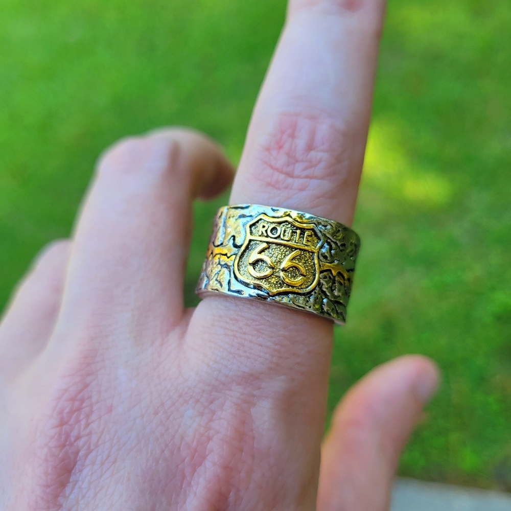 Route 66 Freedom Courage Enterprise 925 Silver Ring Size 9 - Picture 2 of 14